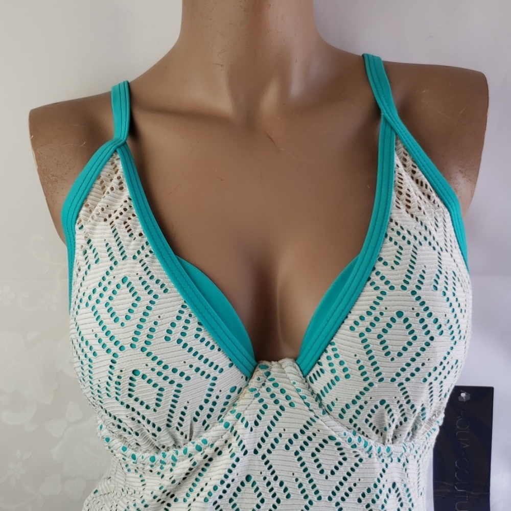Aqua Couture Womens Halter 2 Piece Push Up Swim Suit NWT